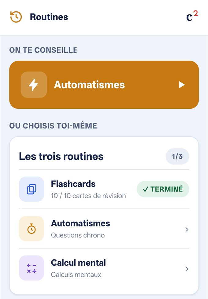 La page Routines de l’application